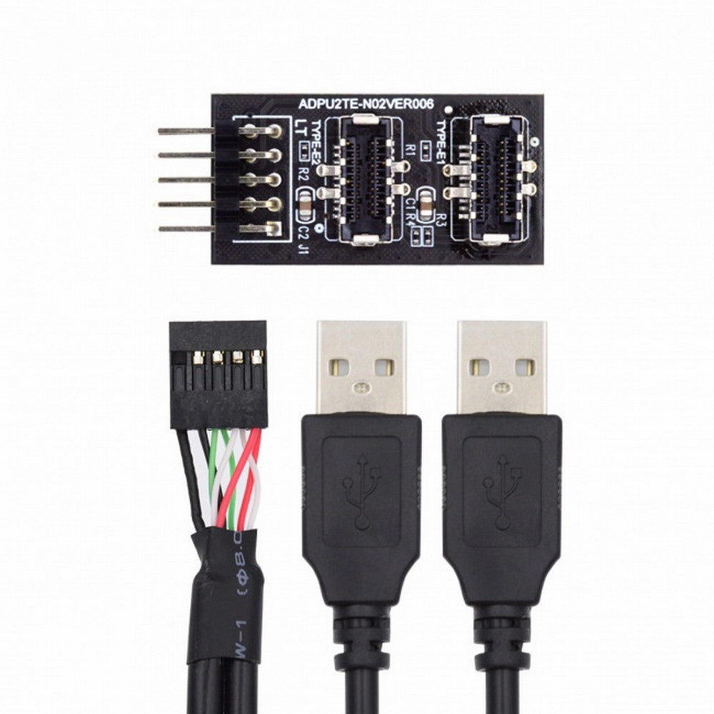 Chenyang Dual USB 3.1 Front Panel Socket Key-A Type-E to USB 2.0 Type-A 9Pin 10Pin Mainboard Header Male Cable Extension Adapter U2-128+UC-022