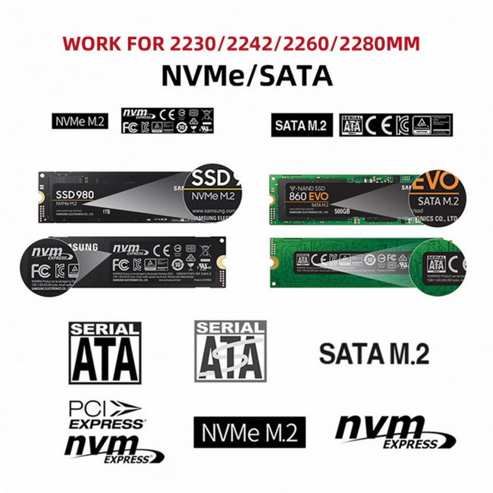 Chenyang Combo Type-C USB3.0 to NVME M-key M.2 NGFF SATA SSD PCBA Case 2280/2242/2230mm Adapter RTL9210B Chipset UC-057-2280MM