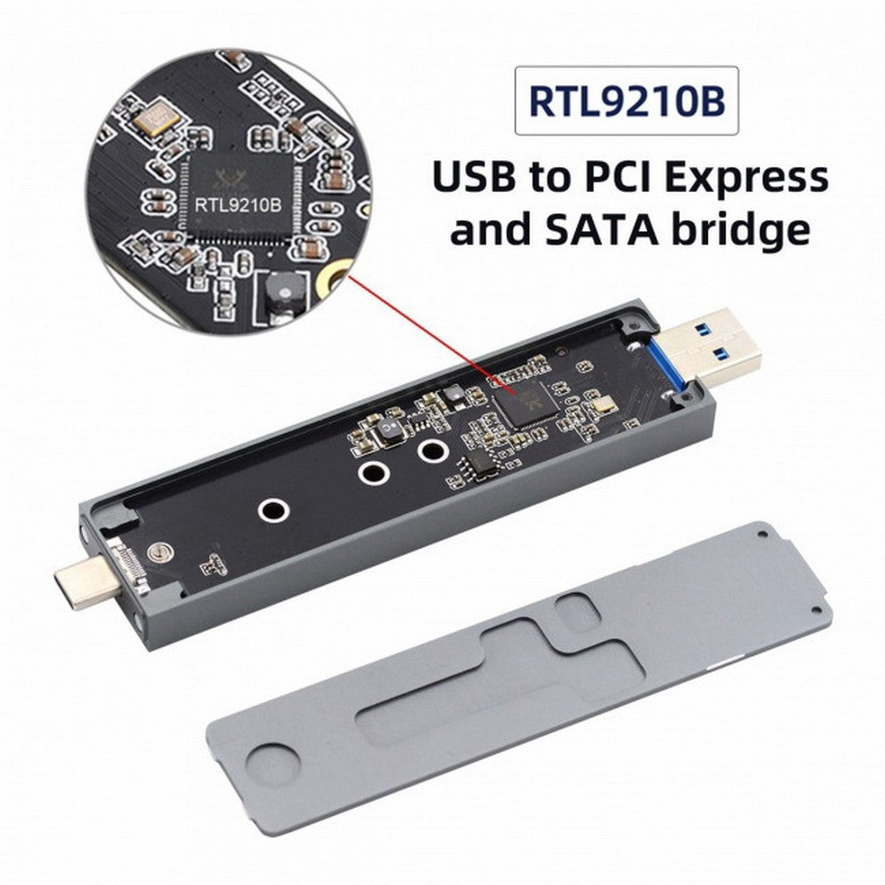 Chenyang Combo Type-C USB3.0 to NVME M-key M.2 NGFF SATA SSD PCBA Case 2280/2242/2230mm Adapter RTL9210B Chipset UC-057-2280MM