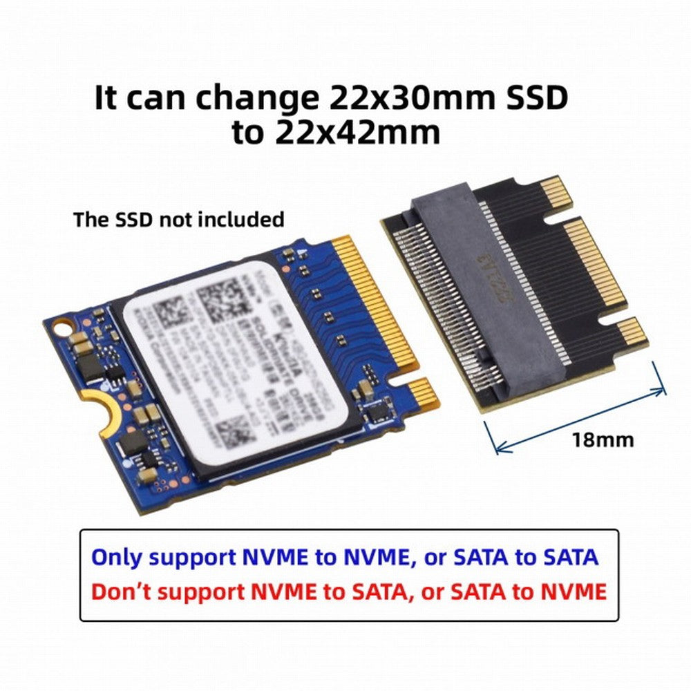 Chenyang NGFF B+M Key NVME M-Key 22x30mm to 22x42mm Male to Female Extension Adapter Compatible with Legion Go ThinkPad 2230 2242 SSD SA-047