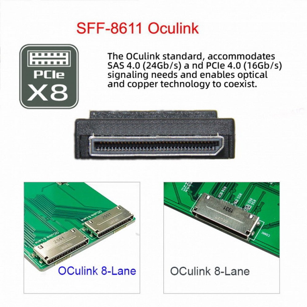 Chenyang OCuLink PCIe PCI-Express SFF-8611 8x 8-Lane to OCuLink SFF-8611 8x SSD Data Active Cable 50cm SF-049