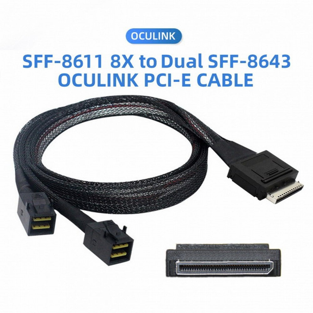 Chenyang OCuLink PCIe PCI-Express SFF-8611 8x 8-Lane to Dual SFF-8643 HD 4x SSD Data Active Cable 50cm SF-051