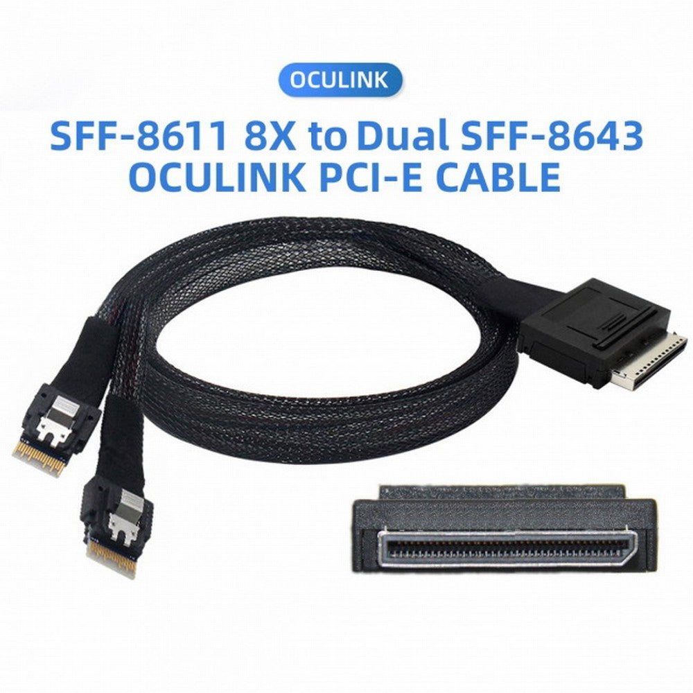 Chenyang OCuLink PCIe PCI-Express SFF-8611 8x 8-Lane to Dual SFF-8654 Slimline 4x SSD Data Active Cable 50cm SF-052