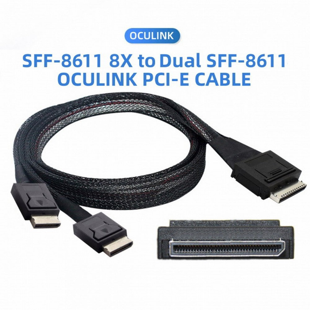 Chenyang OCuLink PCIe PCI-Express SFF-8611 8x 8-Lane to Dual SFF-8611 Oculink 4x SSD Data Active Cable 50cm SF-054