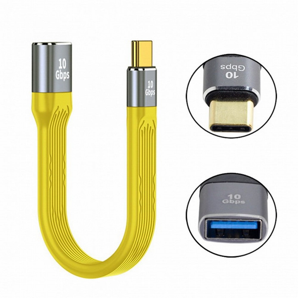 Chenyang Yellow USB 3.1 Type C Male Host to USB3.0 Type A Female OTG Flat Slim FPC Data Cable for Laptop Phone UC-063-0.13Y