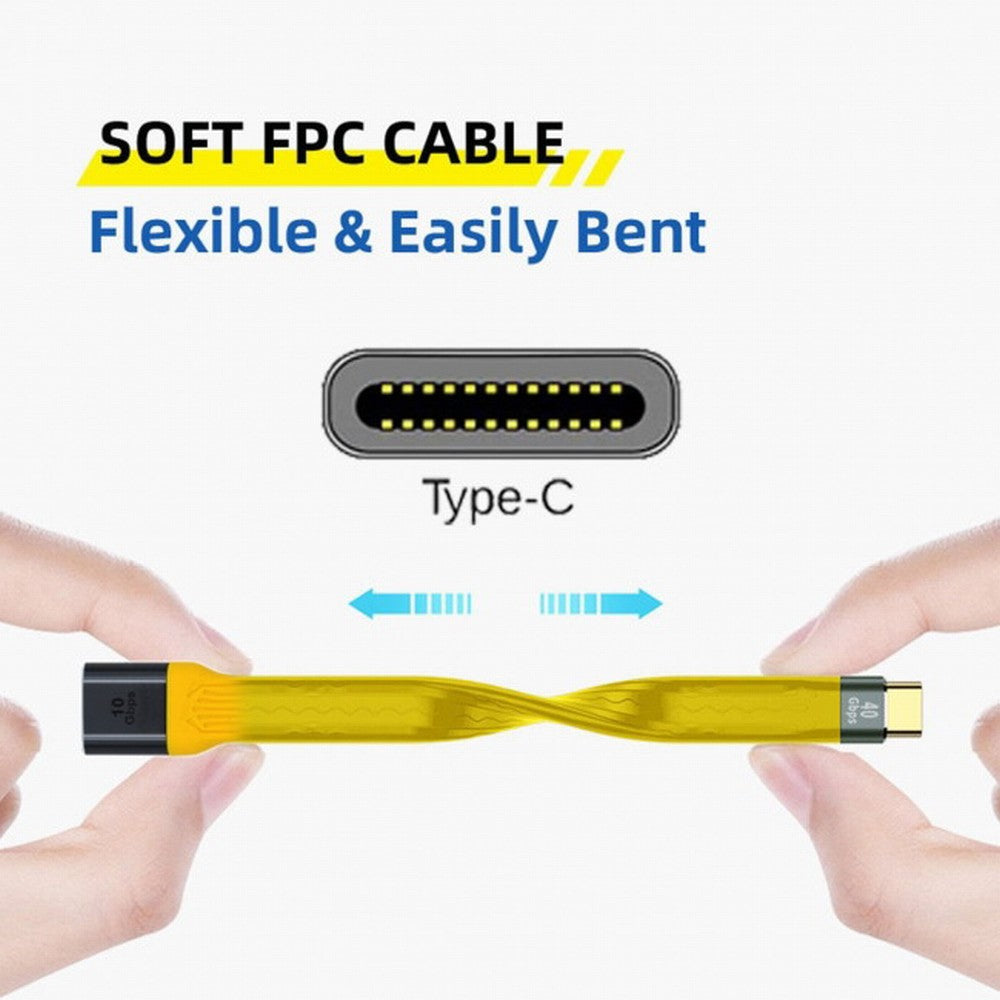 Chenyang Yellow USB 3.1 Type C Male Host to USB3.0 Type A Female OTG Flat Slim FPC Data Cable for Laptop Phone UC-063-0.13Y