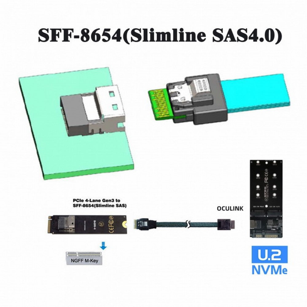 Chenyang OcuLink PCIe PCI-Express SFF-8611 4i to SFF-8654 Slimline SSD Data Active Cable 50cm SF-060