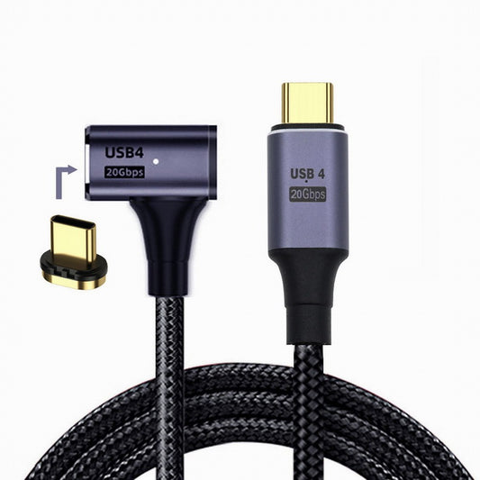 Chenyang Magnetic Connector USB4 Cable 20Gbps Left Right Angled 90 Degree with 100W Charging and 8K@60Hz 5K@60Hz USB4.0 UC-034-RI-2.0M