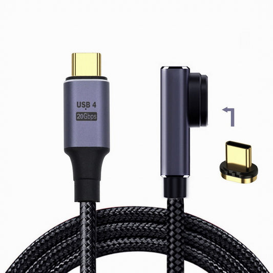 Chenyang Magnetic Connector USB4 Cable 20Gbps Low Profile Angled 90 Degree with 100W Charging and 8K@60Hz 5K@60Hz USB4.0 UC-034-LP-2.0M