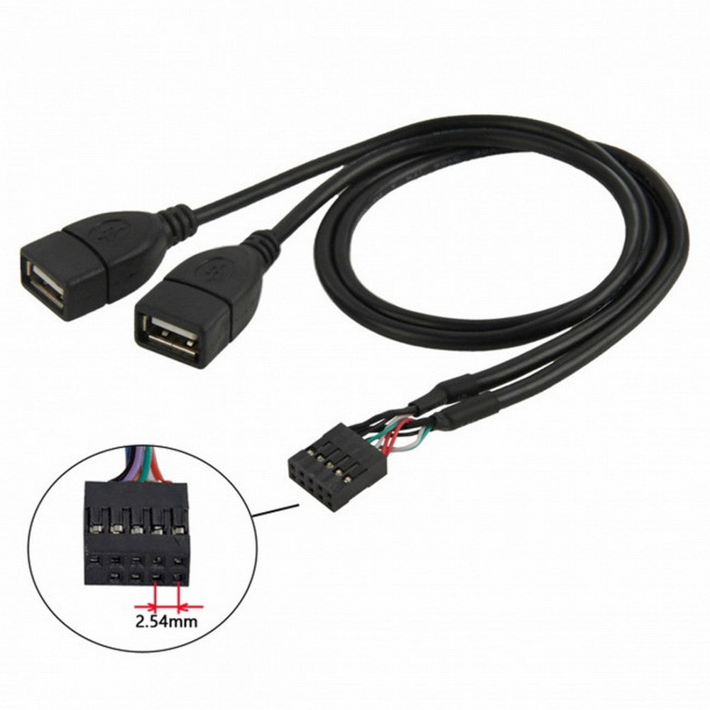 Chenyang USB 9Pin 10Pin Motherboard Female Header to Dual USB 2.0 Female Adapter Cable 50cm U2-129