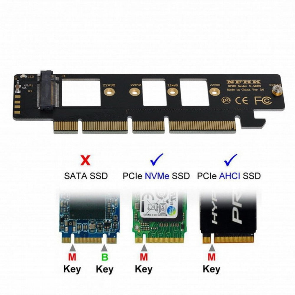 Chenyang NGFF M.2 M-key NVME AHCI SSD to PCI-E 3.0 16x 4x Adapter for 110mm 80mm SSD SA-021