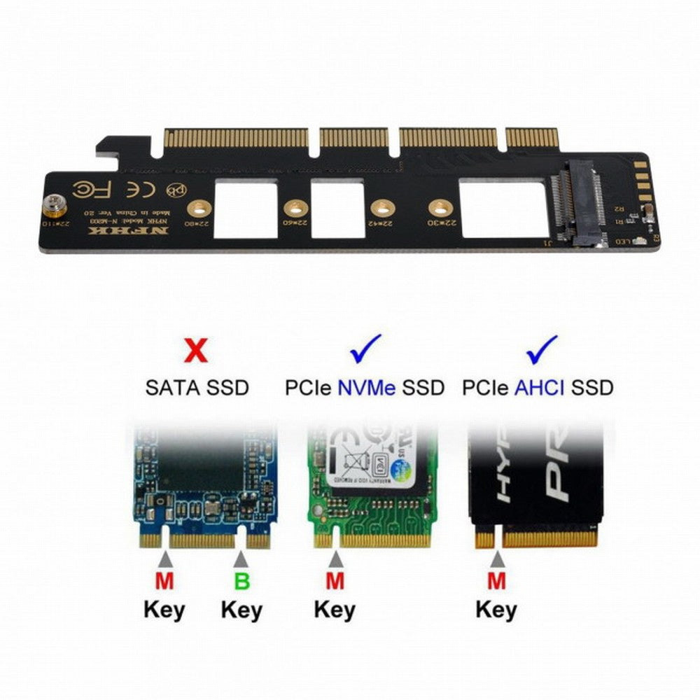 Chenyang NGFF M.2 M-key NVME AHCI SSD to PCI-E 3.0 16x 4x Adapter for 110mm 80mm SSD SA-021