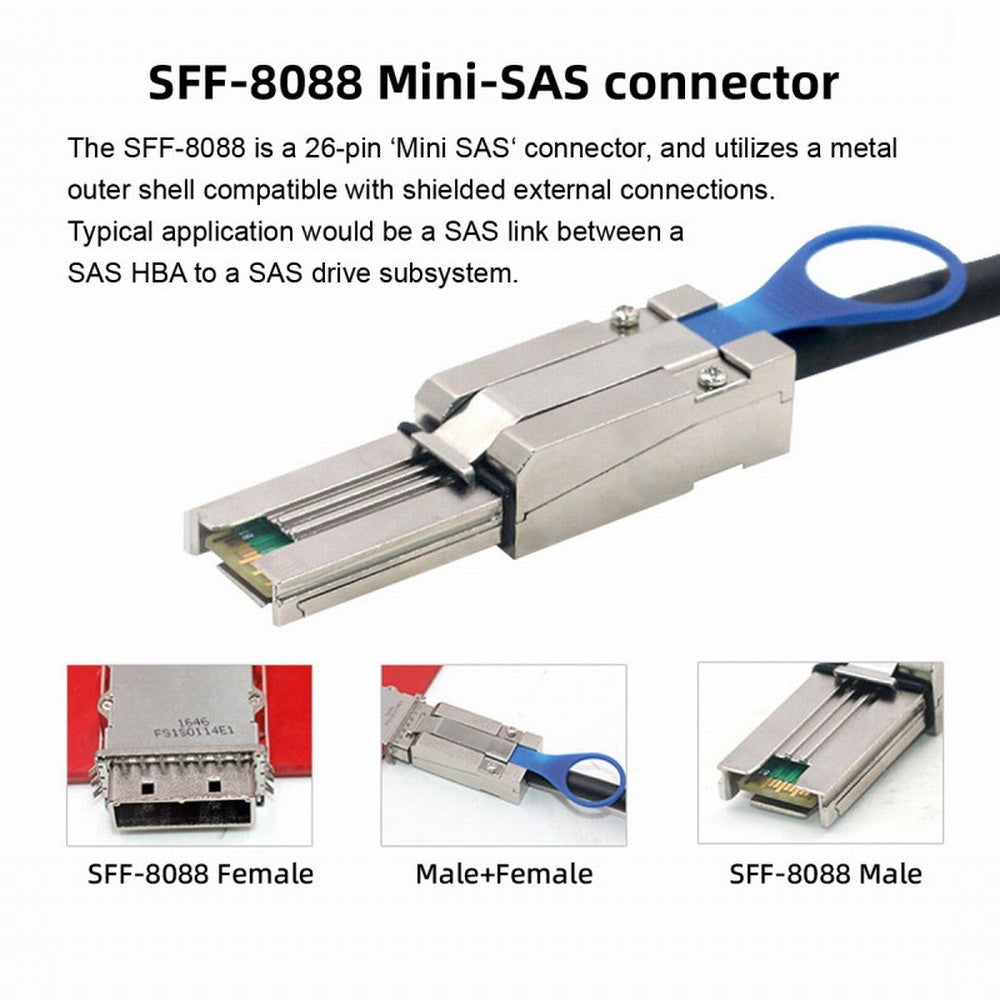 Chenyang External Mini SAS 26Pin 4x SFF-8088 to SFF 8088 4 Lane Data Disk Raid Multilane Cable 6Gbps SF-005