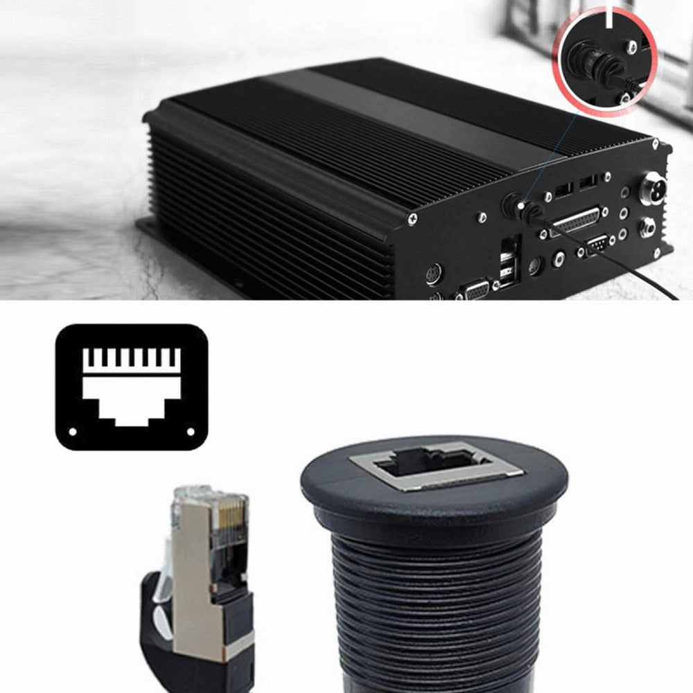 Chenyang 1m Waterproof Dustproof Screw Locking CAT6 RJ45 Male to Female Lan Ethernet Network Extension Cable Car Panel Mount Design UT-017-1.0M