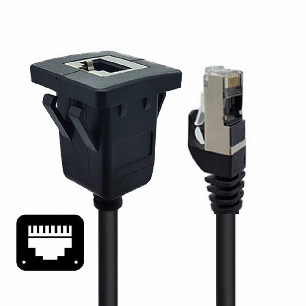 Chenyang Waterproof Dustproof Latch Locking CAT6 RJ45 Male to Female Lan Ethernet Network Extension Cable Car Panel Mount Design UT-016-1.0M