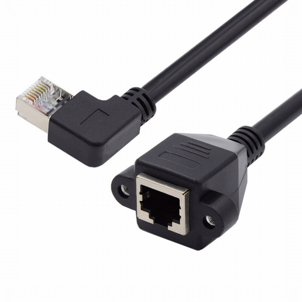 Chenyang Right Angled 90 Degree 8P8C FTP STP UTP Cat6 Male to Female Lan Ethernet Network Extension Cable with Panel Mount Holes UT-011-RI