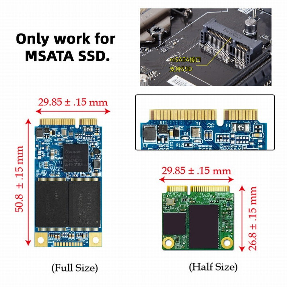 Chenyang M.2 NGFF PCI-E 2 LANE Golden Finger Pin to 50mm Mini-PCIE mSATA 18+8 SSD Hard Disk PCBA SA-067