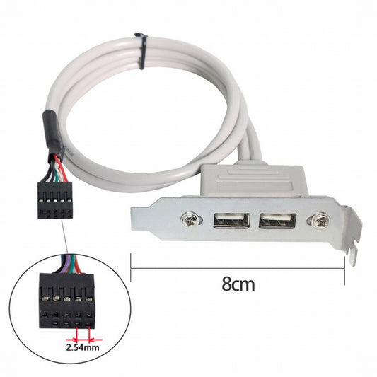 Chenyang Low Profile 8cm Height USB 2.0 Female Back panel to Motherboard 9pin cable with PCI bracket 30cm U2-062