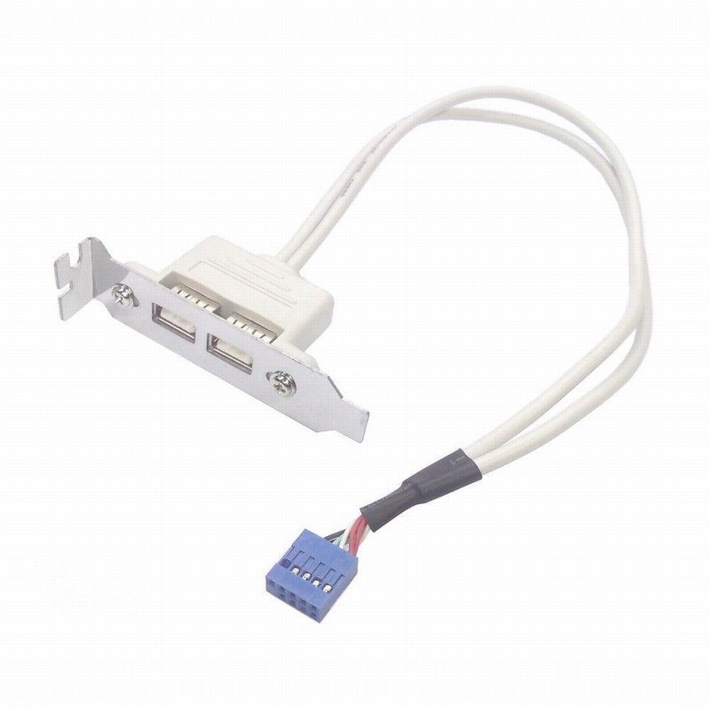 Chenyang Low Profile 8cm Height USB 2.0 Female Back panel to Motherboard 9pin cable with PCI bracket 30cm U2-062