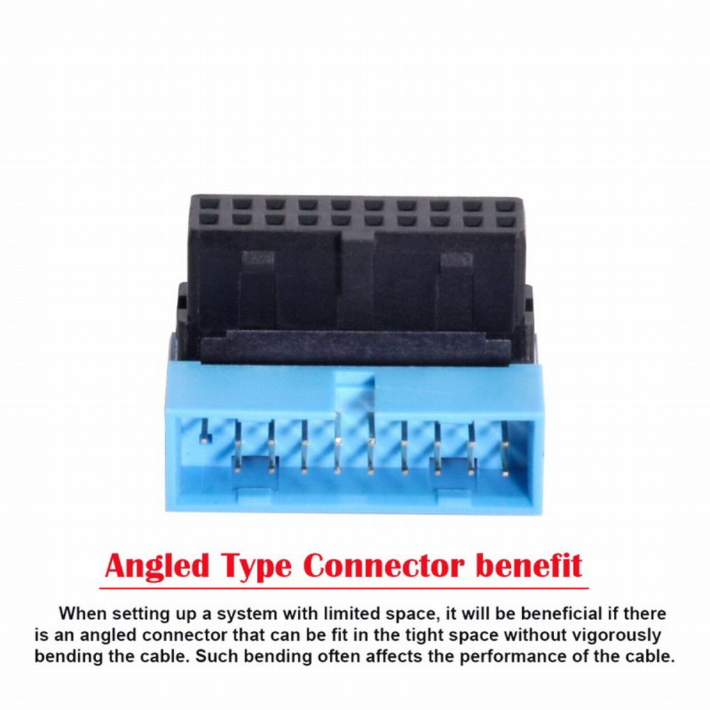 Chenyang Down Angled USB 3.0 20Pin 19Pin Male to Female Extension Adapter 90 Degree for Motherboard Mainboard U3-053-DN