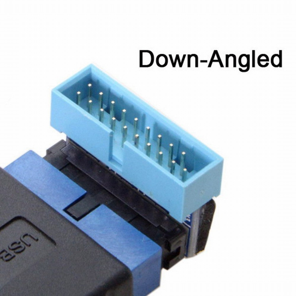 Chenyang Down Angled USB 3.0 20Pin 19Pin Male to Female Extension Adapter 90 Degree for Motherboard Mainboard U3-053-DN