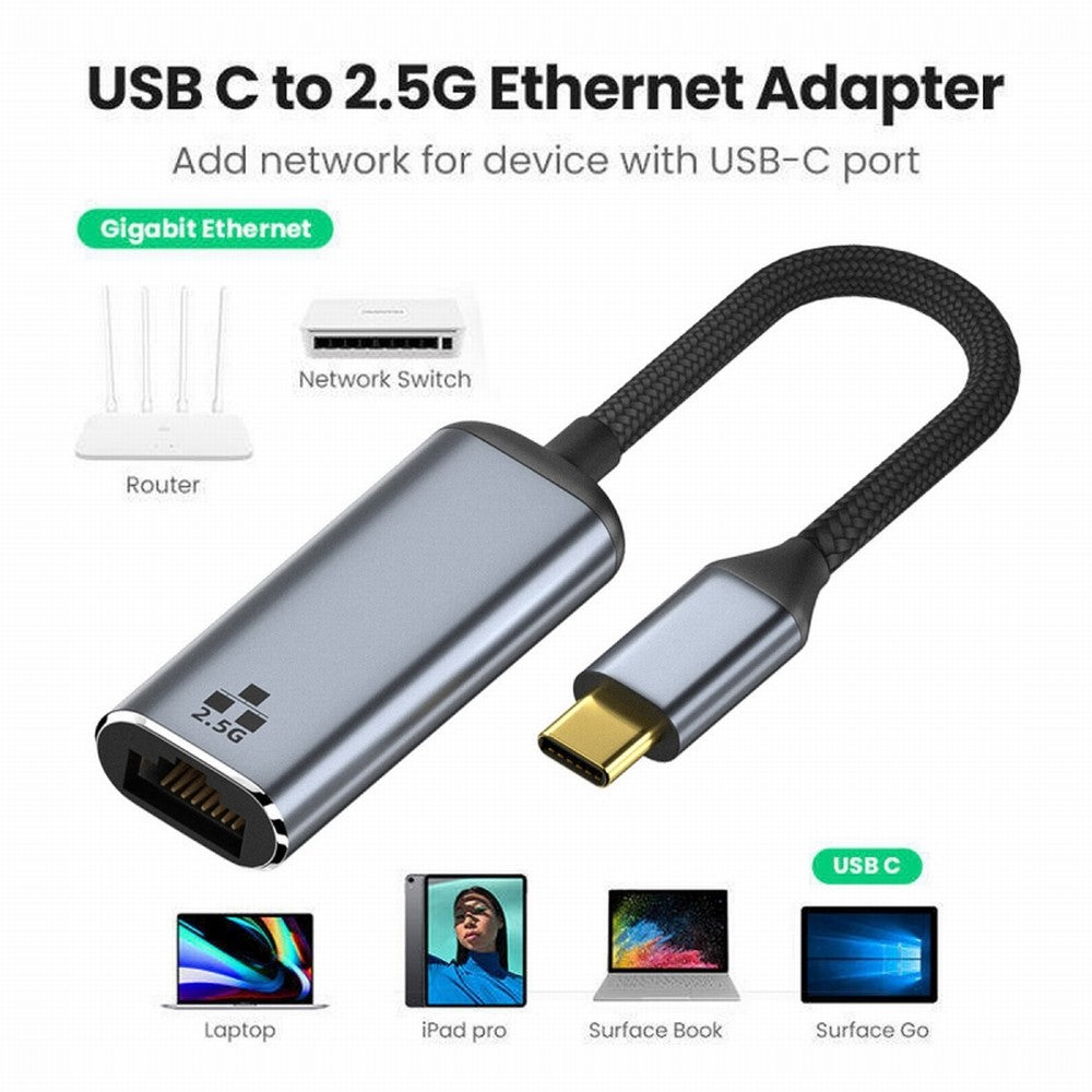 Chenyang USB-C Type-C USB3.1 to 2500Mbps 2.5Gbps GBE Gigabit Ethernet Network LAN Cable Adapter for Laptop UC-006-GBE