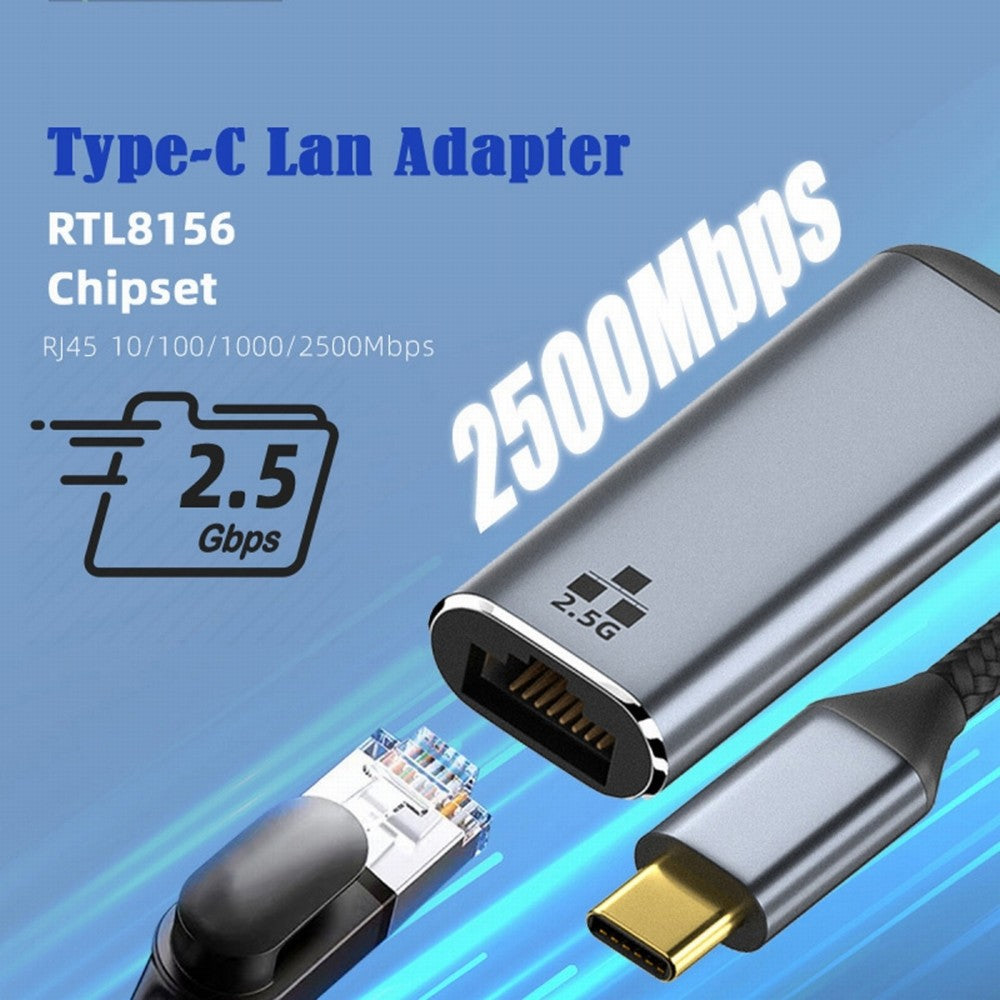 Chenyang USB-C Type-C USB3.1 to 2500Mbps 2.5Gbps GBE Gigabit Ethernet Network LAN Cable Adapter for Laptop UC-006-GBE