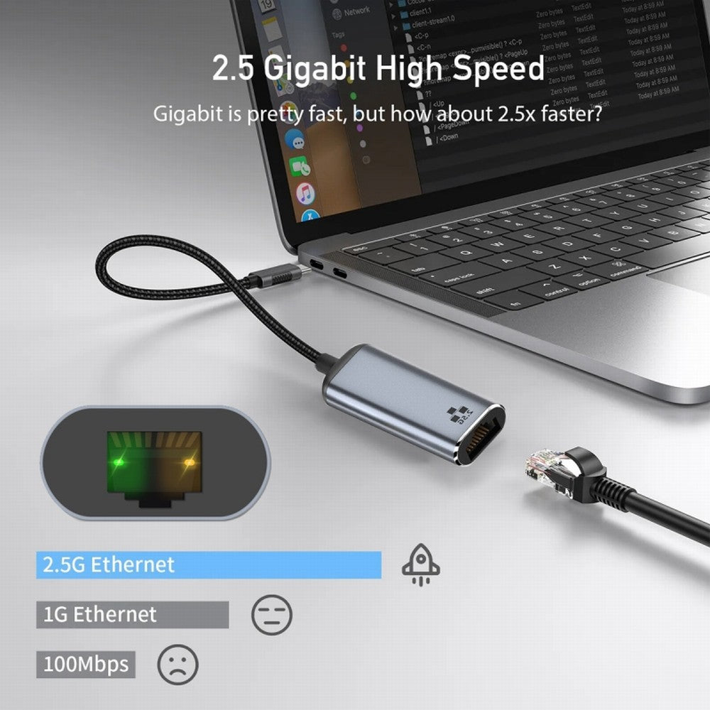 Chenyang USB-C Type-C USB3.1 to 2500Mbps 2.5Gbps GBE Gigabit Ethernet Network LAN Cable Adapter for Laptop UC-006-GBE