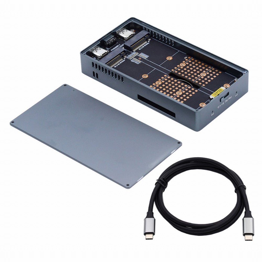 Chenyang Dual NVME M.2 NGFF M-Key to USB-C Type-C Raid0 Raid1 JBOD Big Enclosure 20Gbps with Fan Raid0 Hyper Adapter UC-031