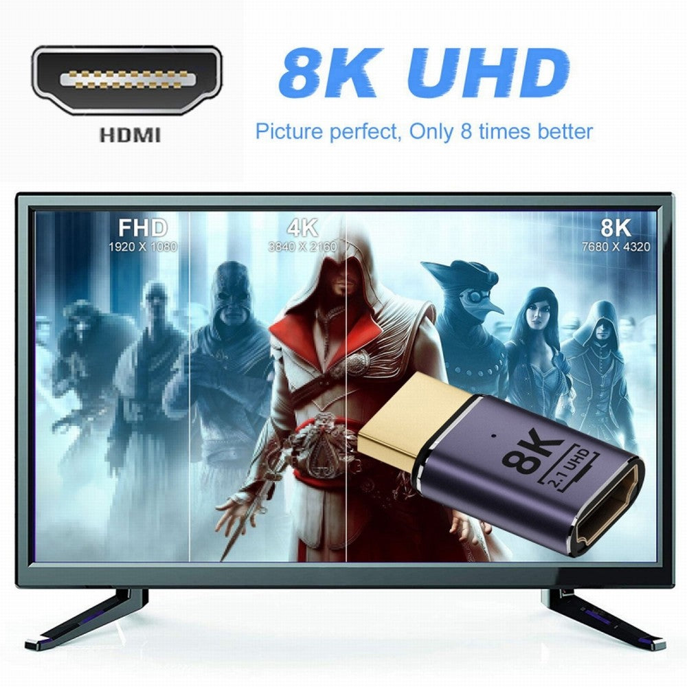 Chenyang HDMI Male to HDMI 2.1 Female UHD Extension Gold Converter Adapter Support 8K 60hz HDTV HD-011-A8K01