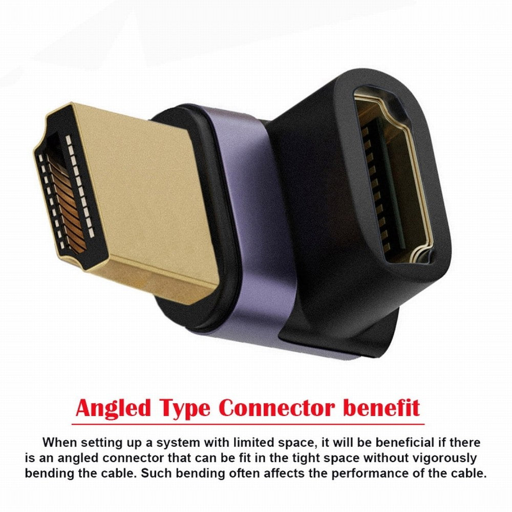 Chenyang HDMI Male to HDMI 2.1 Female Vertical 90 Degree Up Angled UHD Extension Adapter Support 8K 60hz HDTV HD-011-A8K05