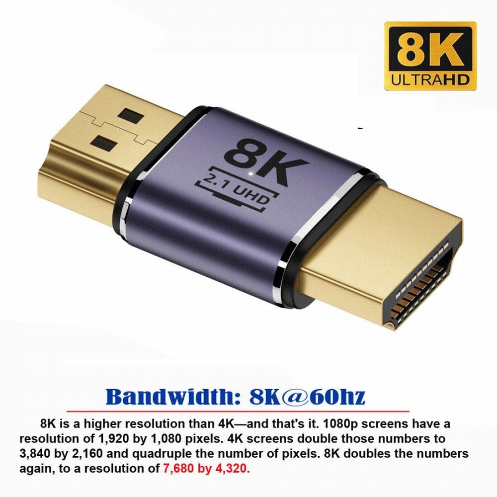 Chenyang HDMI Male to HDMI 2.1 Male UHD Extension Gold Converter Adapter Support 8K 60hz HDTV HD-011-A8K14