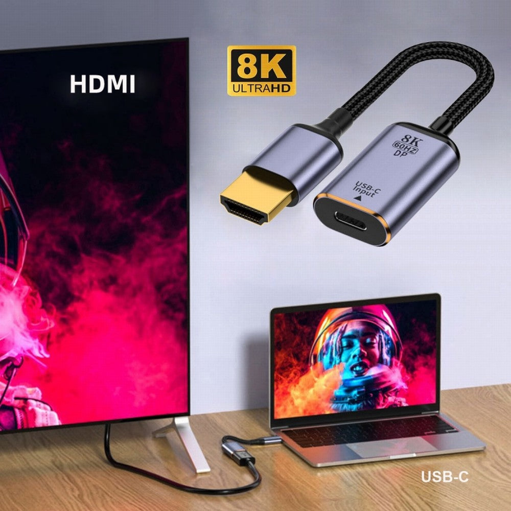 Chenyang USB-C Type C Female Source to HDMI Sink HDTV Cable 8K@60hz 4K@120hz for Tablet Phone Laptop UC-038-H8K