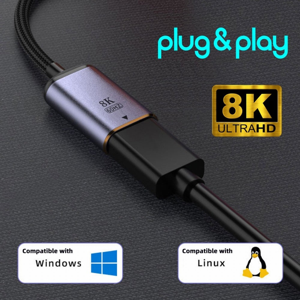 Chenyang USB-C Type C Female Source to Displayport DP 1.4 Sink HDTV Cable 8K@60hz 4K@120hz for Tablet Phone Laptop UC-038-D8K