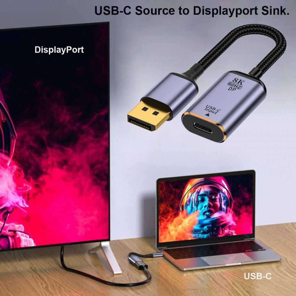 Chenyang USB-C Type C Female Source to Displayport DP 1.4 Sink HDTV Cable 8K@60hz 4K@120hz for Tablet Phone Laptop UC-038-D8K