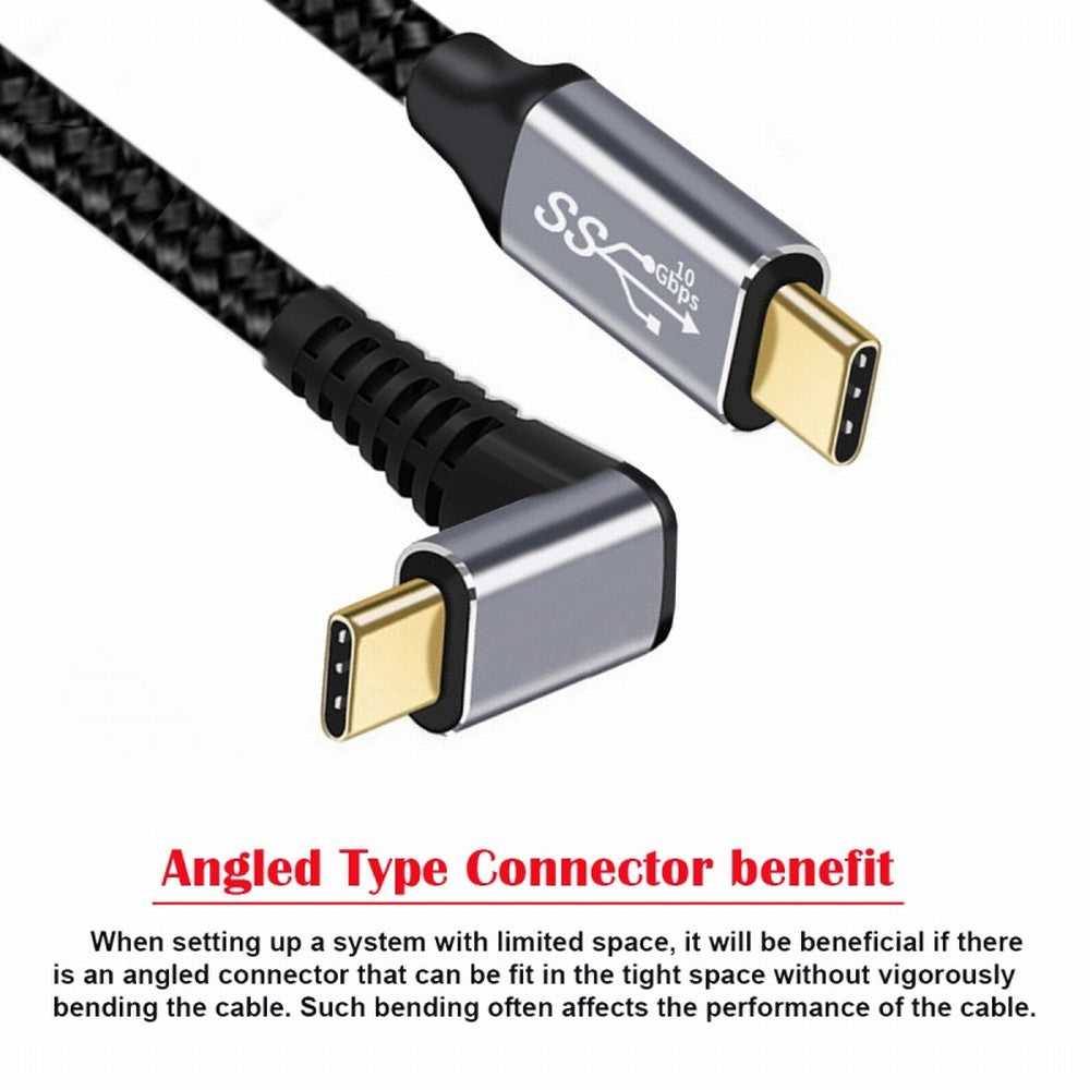 Chenyang 90 Degree Up Down Angled Type-C USB-C Male to Male USB3.1 10Gbps 100W Data Cable for Laptop Phone CC-UC-064-UP