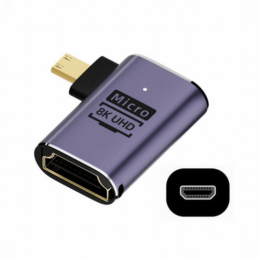 Chenyang Right Angled Micro HDMI Male to HDMI 2.1 Female UHD Extension Gold Converter Adapter Support 8K 60hz HDTV HD-023-D8K02