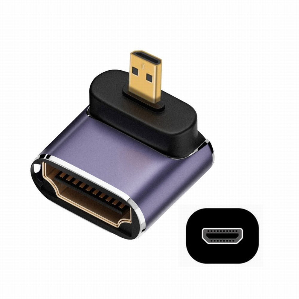 Chenyang Up Angled Micro HDMI Male to HDMI 2.1 Female UHD Extension Gold Converter Adapter Support 8K 60hz HDTV HD-023-D8K04