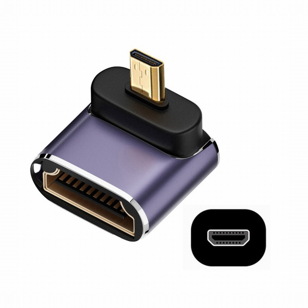 Chenyang Down Angled Micro HDMI Male to HDMI 2.1 Female UHD Extension Gold Converter Adapter Support 8K 60hz HDTV HD-023-D8K05