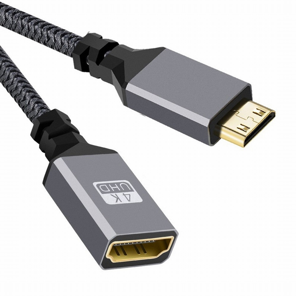 Chenyang 4K Type-C MINI HDMI 1.4 Male to HDMI Female Extension Cable for DV MP4 Camera DC Laptop HD-004-BK