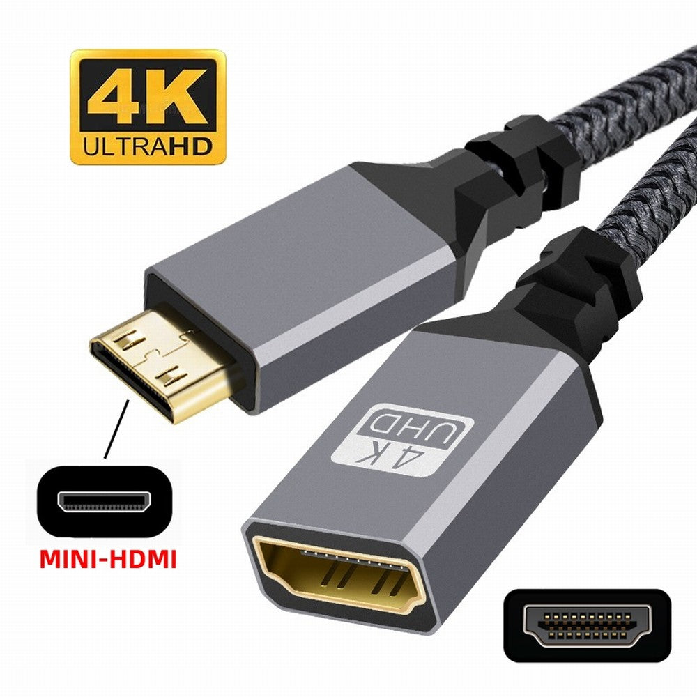 Chenyang 4K Type-C MINI HDMI 1.4 Male to HDMI Female Extension Cable for DV MP4 Camera DC Laptop HD-004-BK