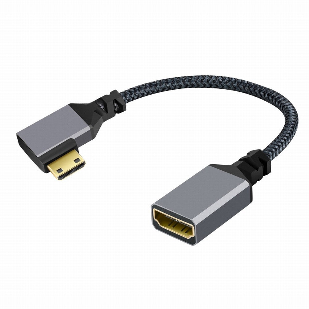 Chenyang 4K Type-C MINI HDMI 1.4 Male 90 Degree Left Angled to HDMI Female Extension Cable for DV MP4 Camera DC Laptop HD-004-LE