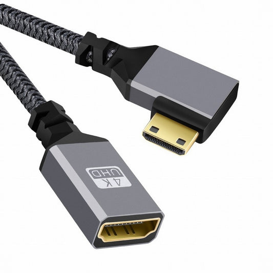 Chenyang 4K Type-C MINI HDMI 1.4 Male 90 Degree Right Angled to HDMI Female Extension Cable for DV MP4 Camera DC Laptop HD-004-RI