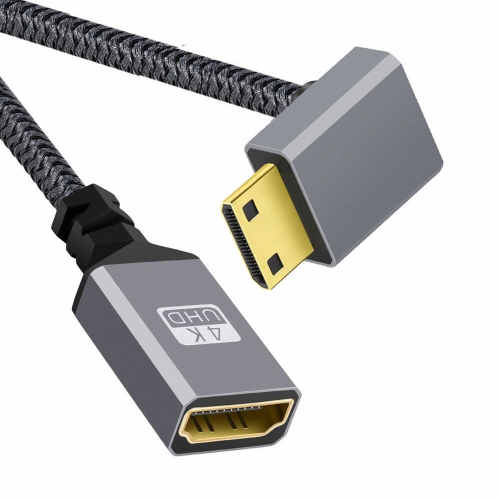 Chenyang 4K Type-C MINI HDMI 1.4 Male 90 Degree Down Angled to HDMI Female Extension Cable for DV MP4 Camera DC Laptop HD-004-DN