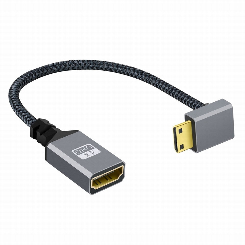 Chenyang 4K Type-C MINI HDMI 1.4 Male 90 Degree Down Angled to HDMI Female Extension Cable for DV MP4 Camera DC Laptop HD-004-DN