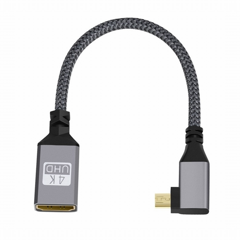 Chenyang 4K Type-D Micro HDMI 1.4 Male 90 Degree Left Angled to HDMI Female Extension Cable for DV MP4 Camera DC Laptop HD-012-LE