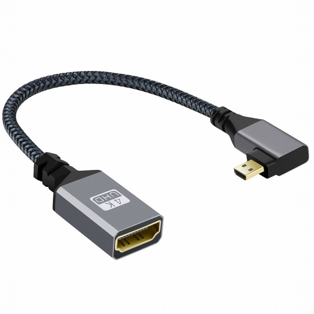 Chenyang 4K Type-D Micro HDMI 1.4 Male 90 Degree Right Angled to HDMI Female Extension Cable for DV MP4 Camera DC Laptop HD-012-RI