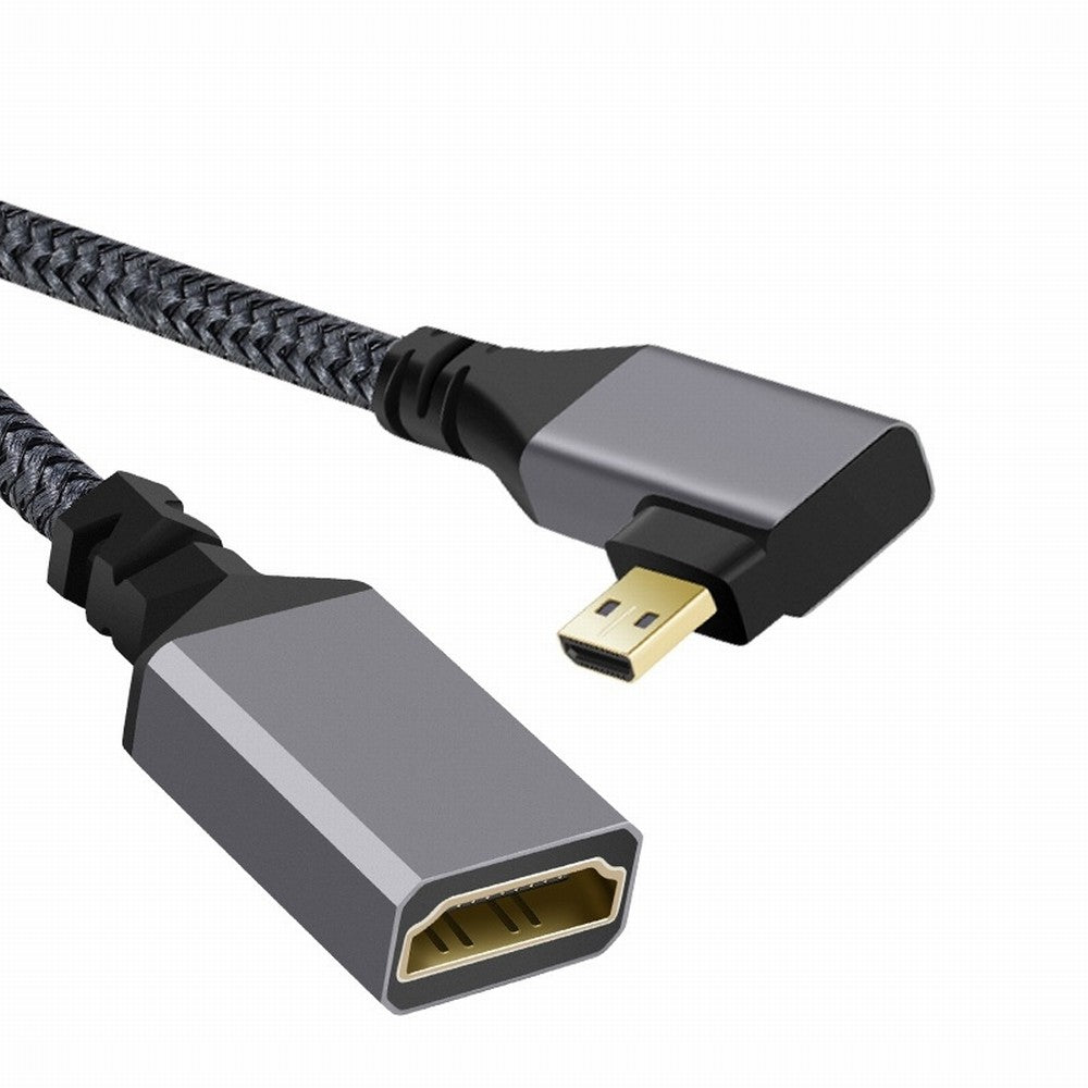 Chenyang 4K Type-D Micro HDMI 1.4 Male 90 Degree Right Angled to HDMI Female Extension Cable for DV MP4 Camera DC Laptop HD-012-RI