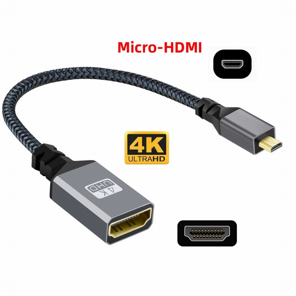 Chenyang 4K Type-D Micro HDMI 1.4 Male to HDMI Female Extension Cable for DV MP4 Camera DC Laptop HD-012-BK