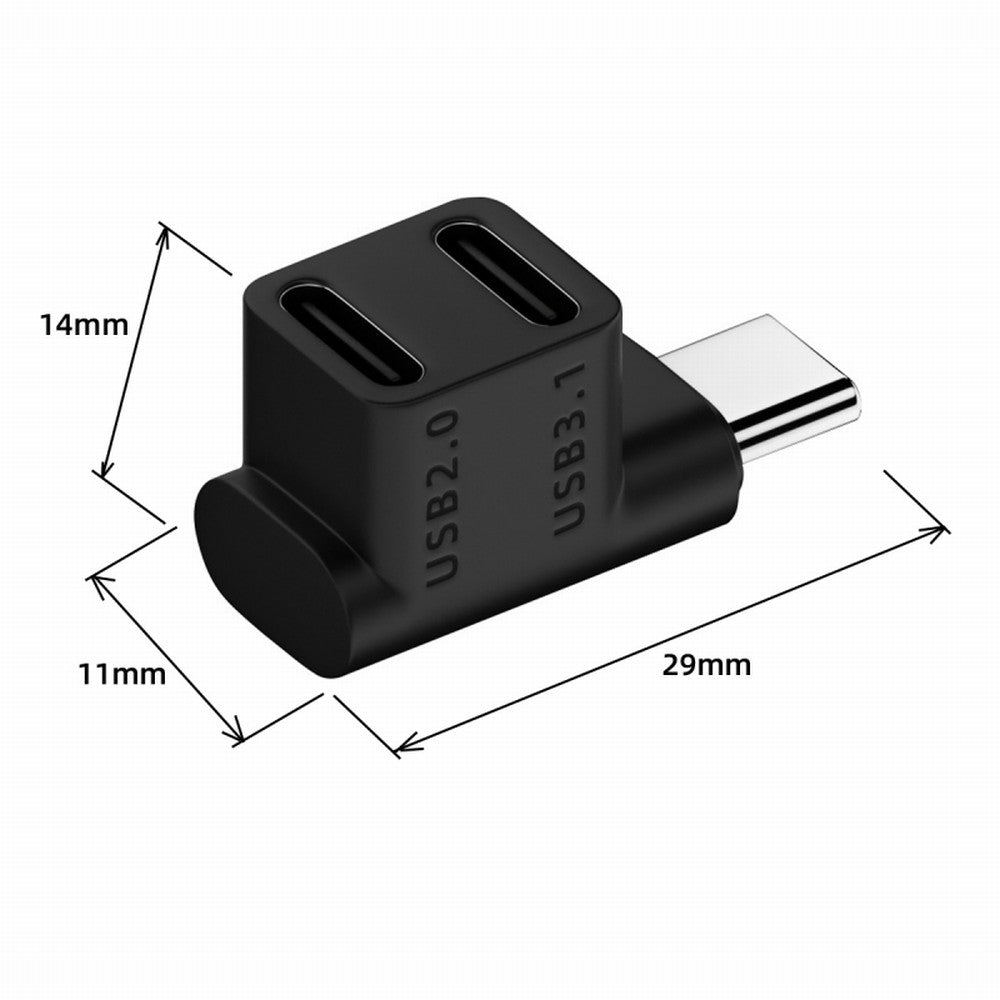 Chenyang 10Gbps USB3.1 Type C Male to Dual Female Power Data Splitter Adapter Up Angled Compatible with Steam Deck Laptop UC-068-2F